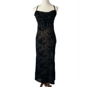 Velvet Burn Out Cowl-neck Dress Sz 6 Faux Corset Whimsigoth Dark Romantic Y2K